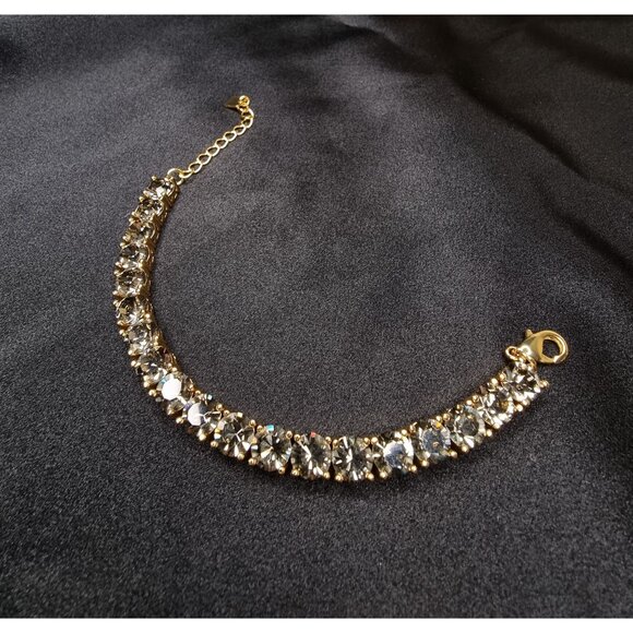 Limited Edition Park Lane Smoky Rhinestone Bracelet Gold-Tone Adjustable Chain - Picture 6 of 7